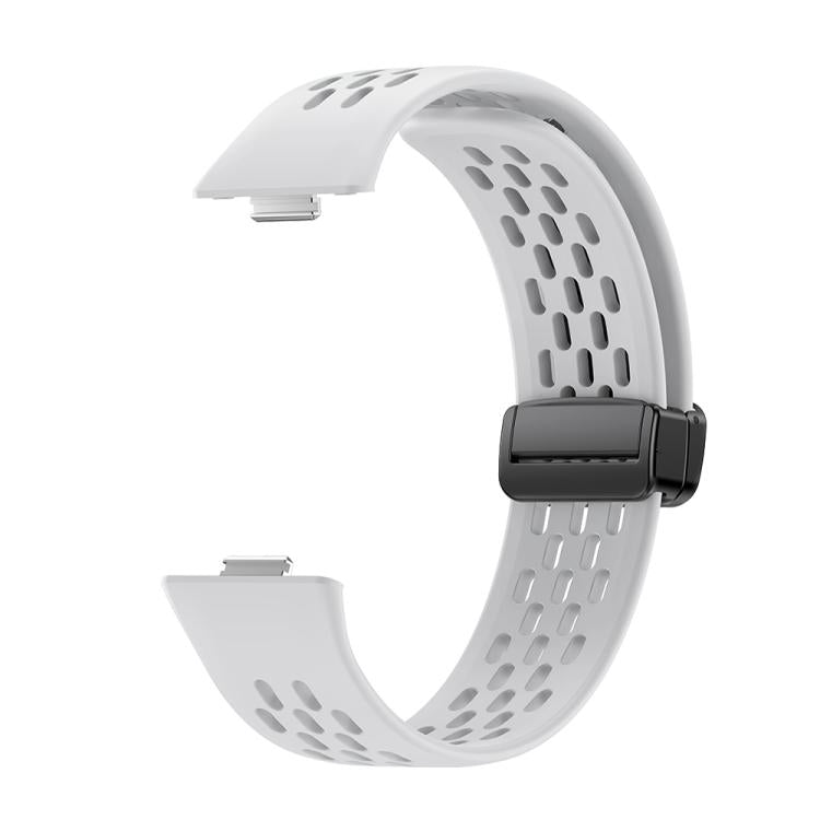 For Huawei Watch Fit4 Pro / Fit4 / Fit3 xDfind Hole Style Magnetic Black Buckle Silicone Watch Band