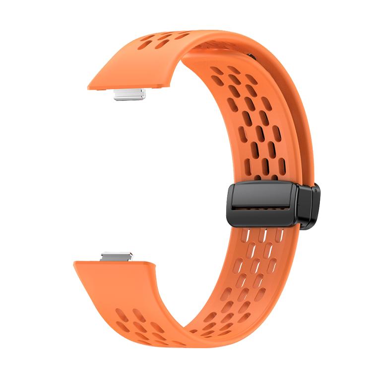 For Huawei Watch Fit4 Pro / Fit4 / Fit3 xDfind Hole Style Magnetic Black Buckle Silicone Watch Band
