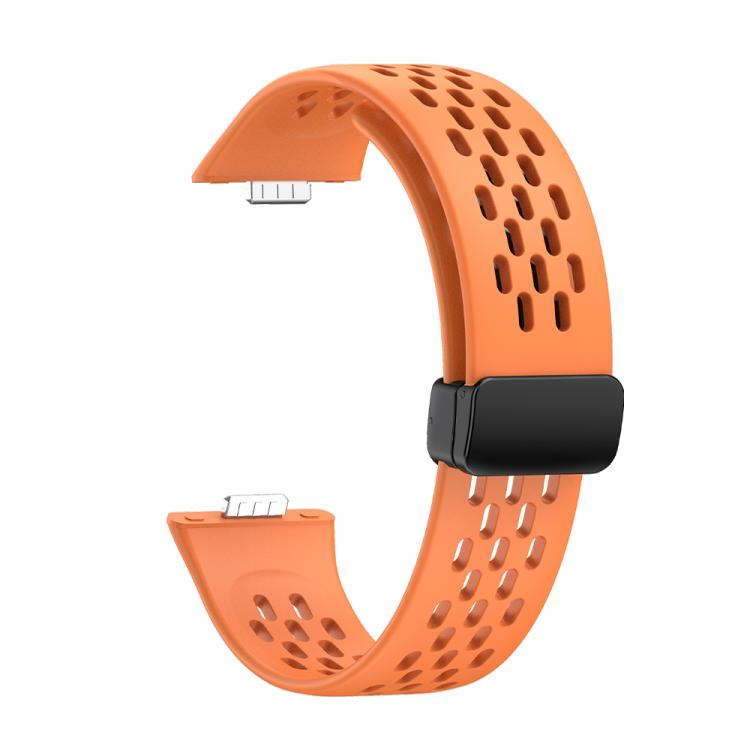 For Huawei Watch Fit4 Pro / Fit4 / Fit3 xDfind Hole Style Magnetic Black Buckle Silicone Watch Band