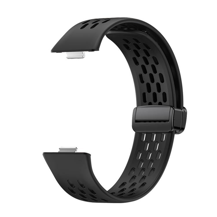 For Huawei Watch Fit4 Pro / Fit4 / Fit3 xDfind Hole Style Magnetic Black Buckle Silicone Watch Band
