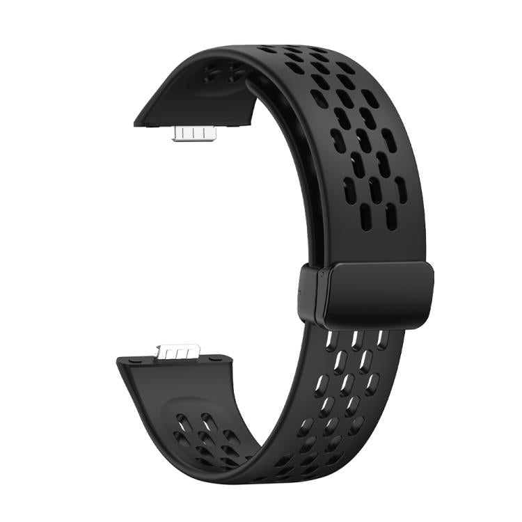For Huawei Watch Fit4 Pro / Fit4 / Fit3 xDfind Hole Style Magnetic Black Buckle Silicone Watch Band