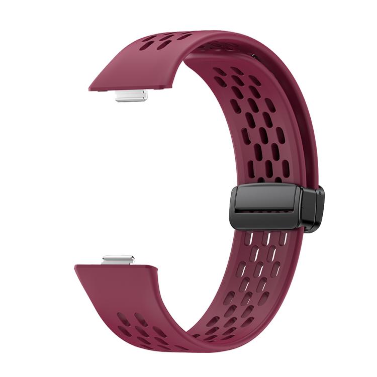 For Huawei Watch Fit4 Pro / Fit4 / Fit3 xDfind Hole Style Magnetic Black Buckle Silicone Watch Band