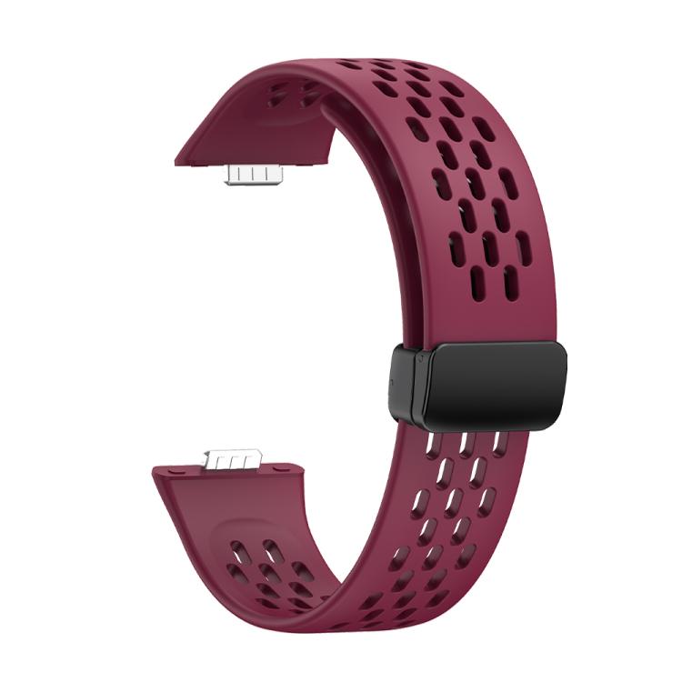 For Huawei Watch Fit4 Pro / Fit4 / Fit3 xDfind Hole Style Magnetic Black Buckle Silicone Watch Band