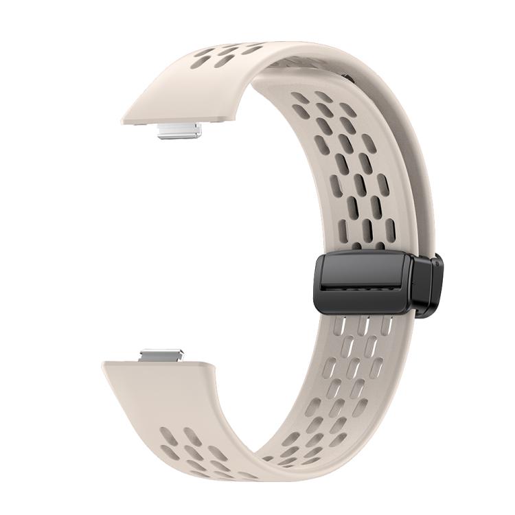 For Huawei Watch Fit4 Pro / Fit4 / Fit3 xDfind Hole Style Magnetic Black Buckle Silicone Watch Band