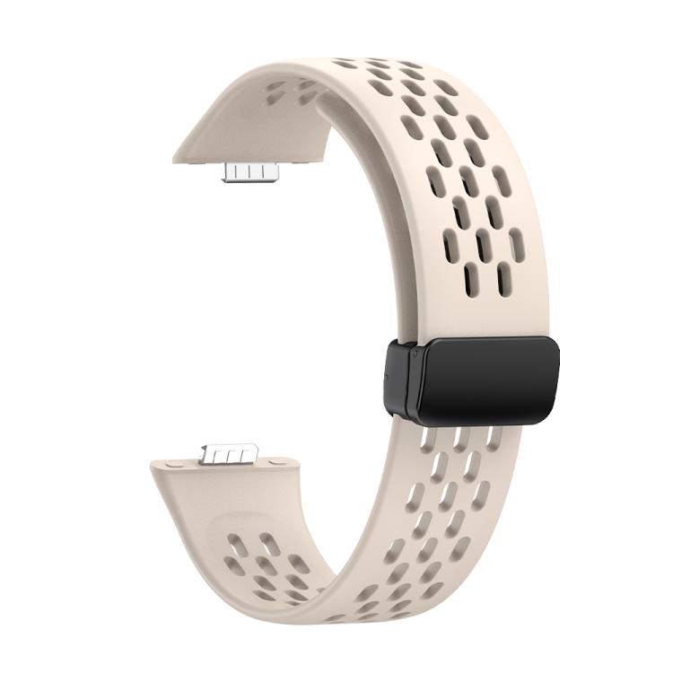 For Huawei Watch Fit4 Pro / Fit4 / Fit3 xDfind Hole Style Magnetic Black Buckle Silicone Watch Band