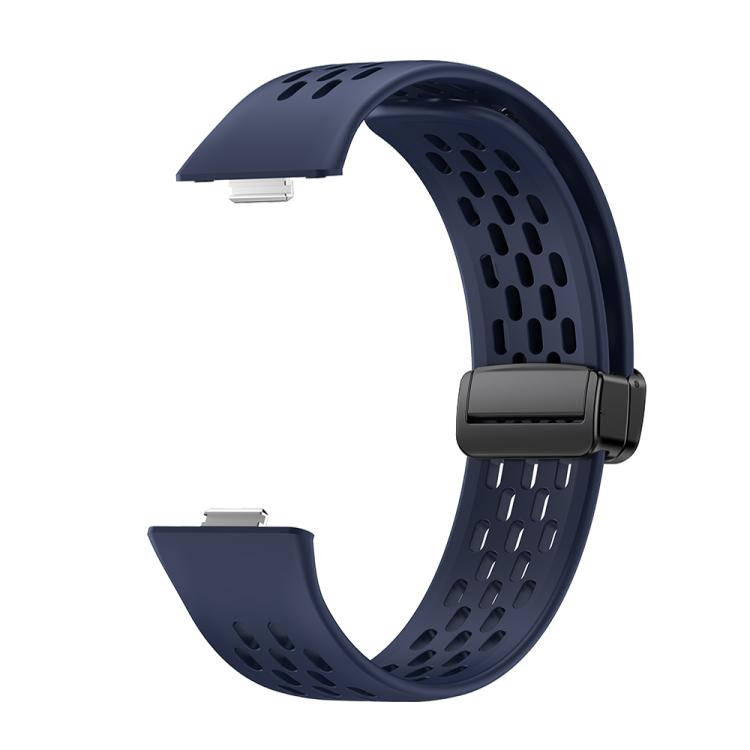 For Huawei Watch Fit4 Pro / Fit4 / Fit3 xDfind Hole Style Magnetic Black Buckle Silicone Watch Band