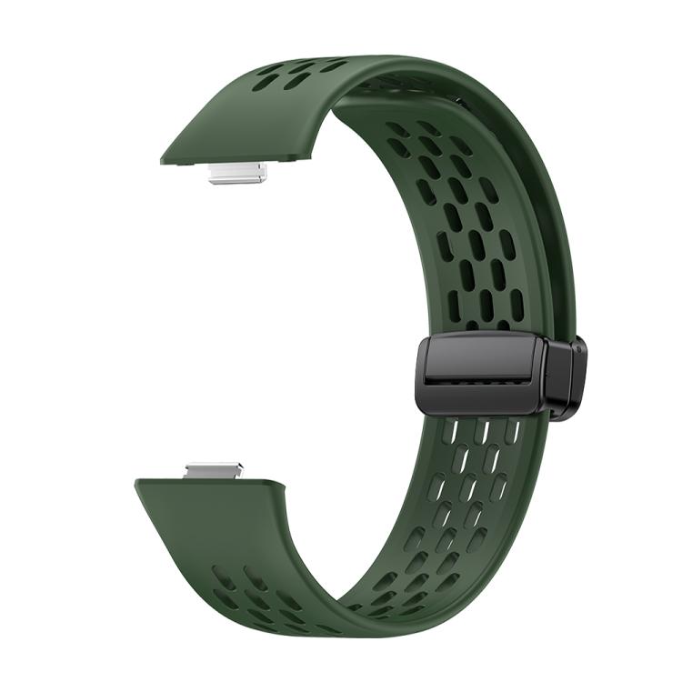 For Huawei Watch Fit4 Pro / Fit4 / Fit3 xDfind Hole Style Magnetic Black Buckle Silicone Watch Band