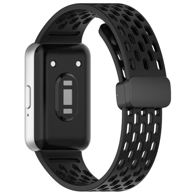 For Galaxy Fit3 xDfind Hole Style Magnetic Black Buckle Silicone Watch Band