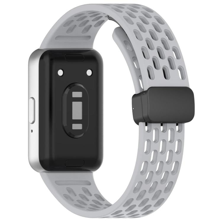 For Galaxy Fit3 xDfind Hole Style Magnetic Black Buckle Silicone Watch Band