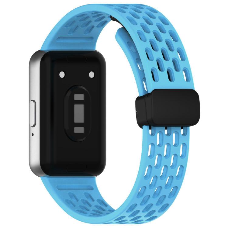 For Galaxy Fit3 xDfind Hole Style Magnetic Black Buckle Silicone Watch Band