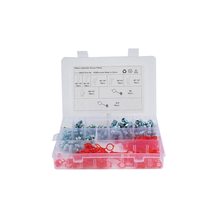 160 in 1 Zerk Oil Grease Fitting Assortment Kits with Dust Cover Cap