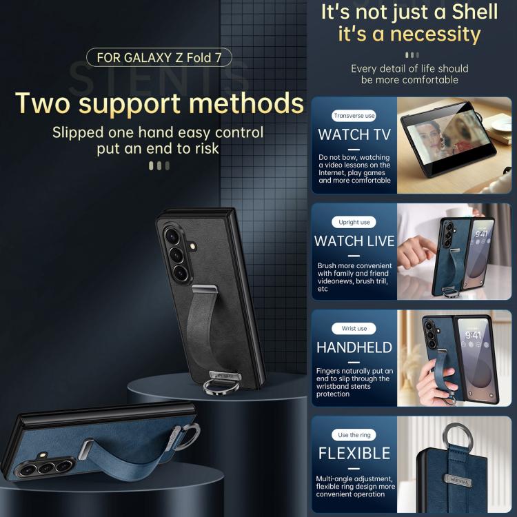 For Samsung Galaxy Z Fold7 5G SULADA PC Hybrid Leather Texture Skin Feel Shockproof Phone Case