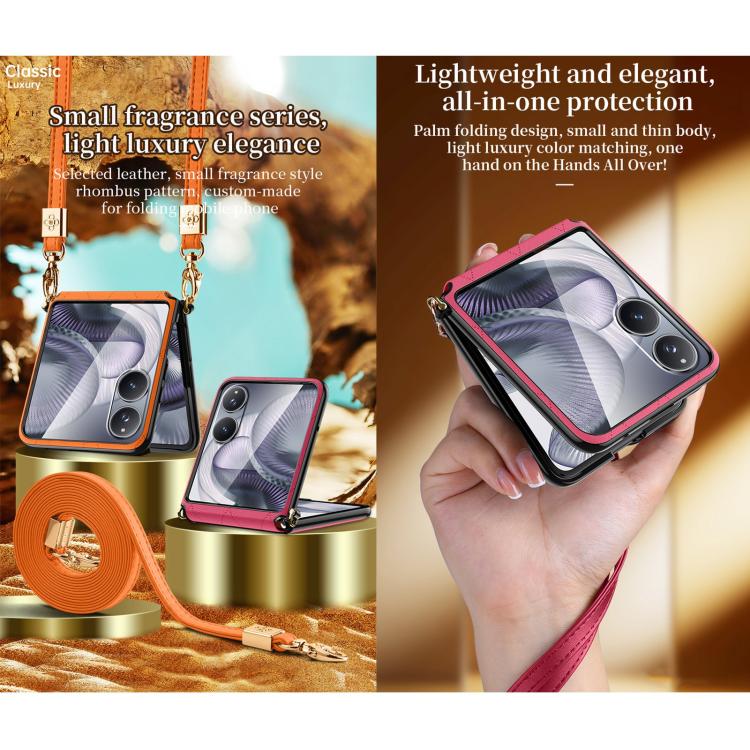 For Xiaomi Mix Flip 2 SULADA Elegant Rhombic Texture Folding Phone Case with Lanyard