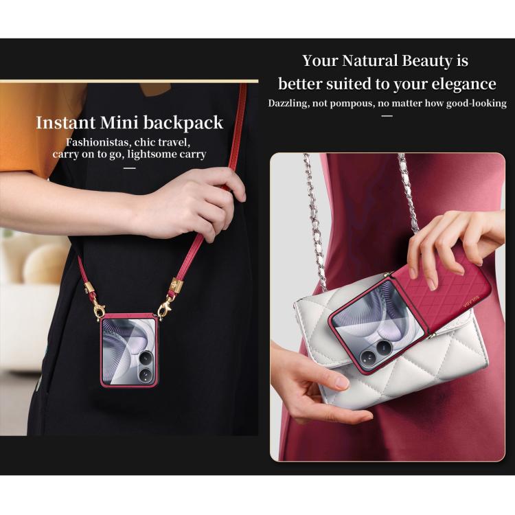 For Xiaomi Mix Flip 2 SULADA Elegant Rhombic Texture Folding Phone Case with Lanyard