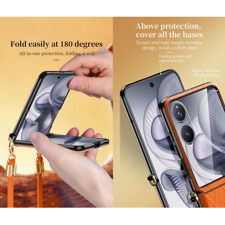 For Xiaomi Mix Flip 2 SULADA Elegant Rhombic Texture Folding Phone Case with Lanyard