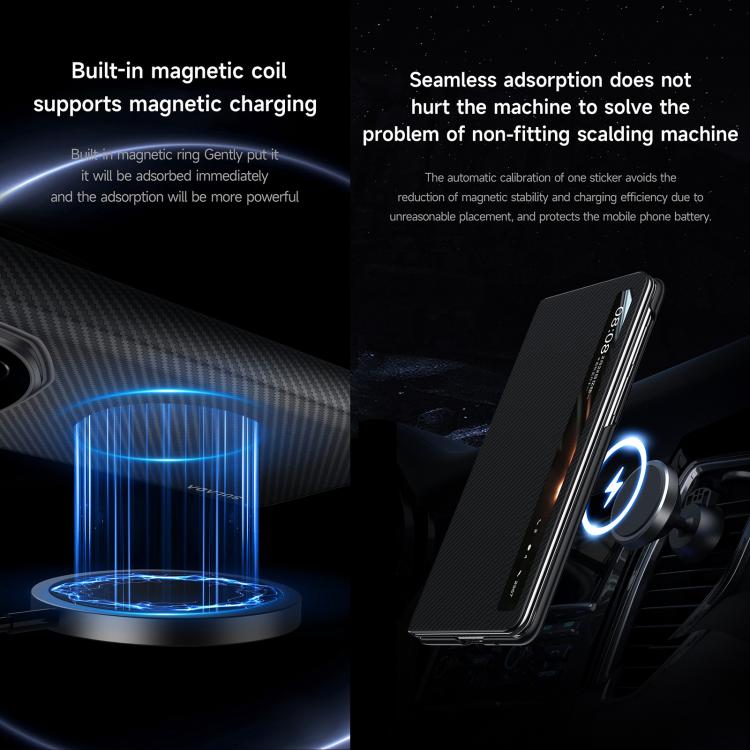 For Honor Magic V5 SULADA Kevlar 600D Texture Smart Window Leather Phone Case