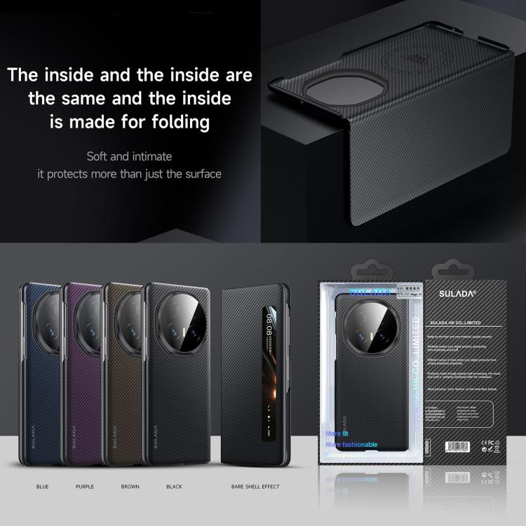 For Honor Magic V5 SULADA Kevlar 600D Texture Smart Window Leather Phone Case