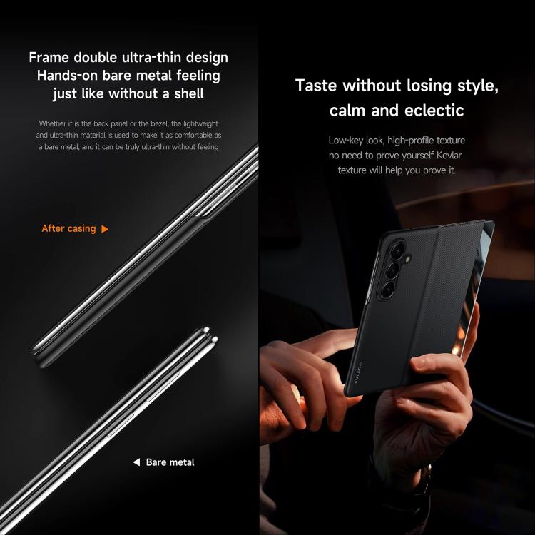 For Samsung Galaxy Z Fold7 5G SULADA Kevlar 600D Texture Smart Window Leather Phone Case
