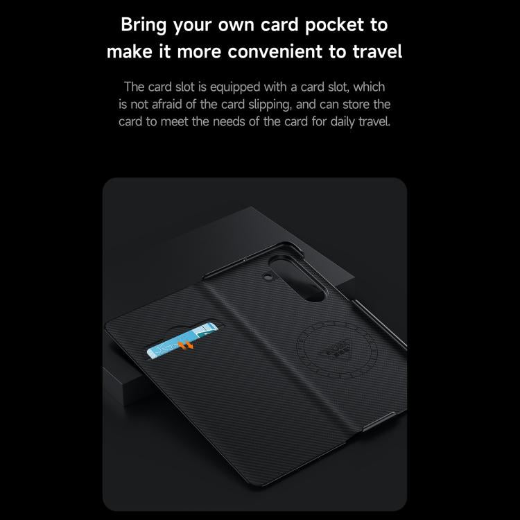 For Samsung Galaxy Z Fold7 5G SULADA Kevlar 600D Texture Smart Window Leather Phone Case