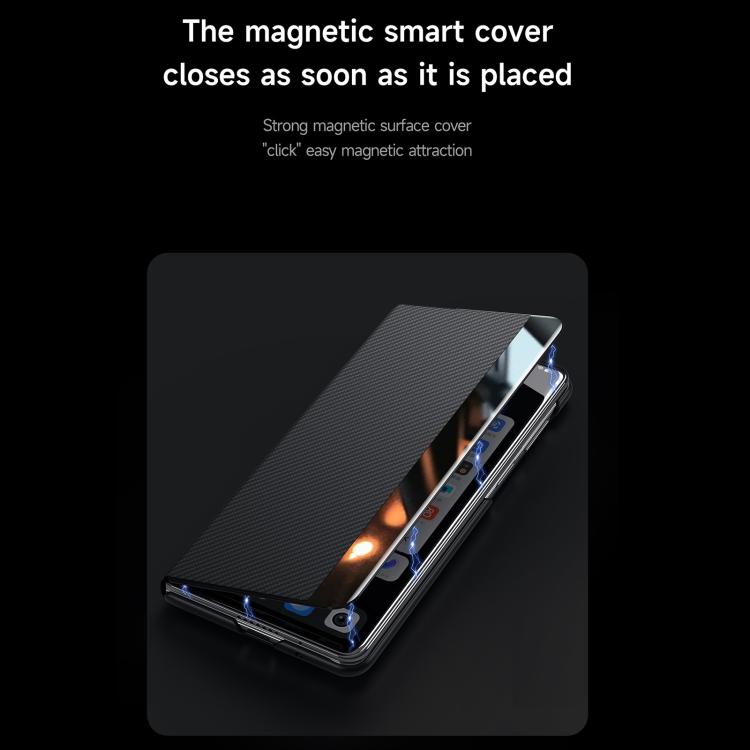 For Samsung Galaxy Z Fold7 5G SULADA Kevlar 600D Texture Smart Window Leather Phone Case