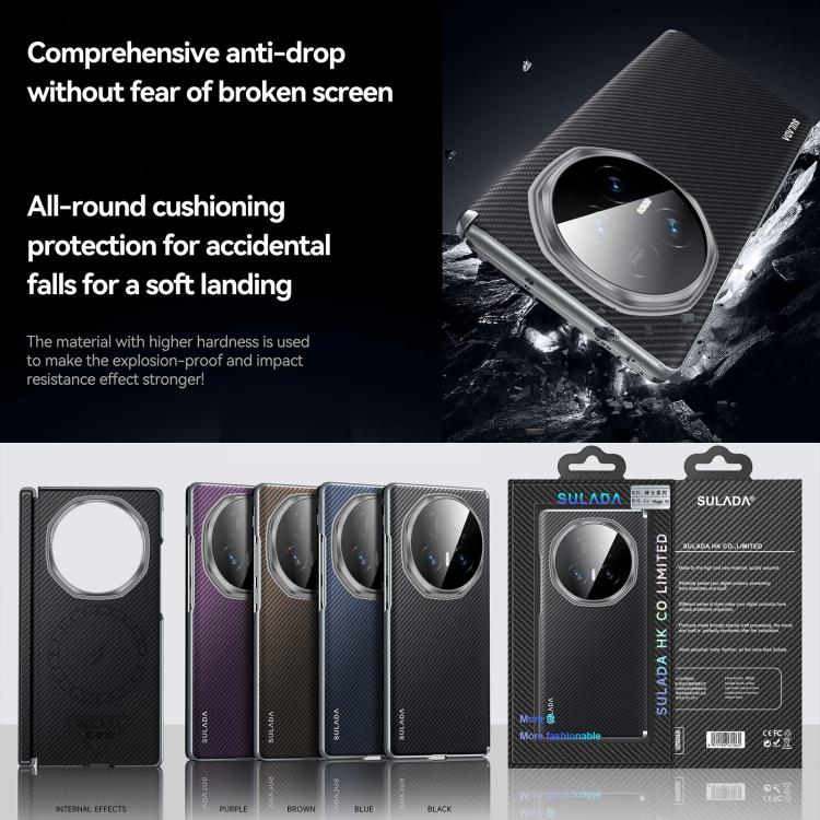 For Honor Magic V5 SULADA 600D Kevlar Texture PC Shockproof Phone Case