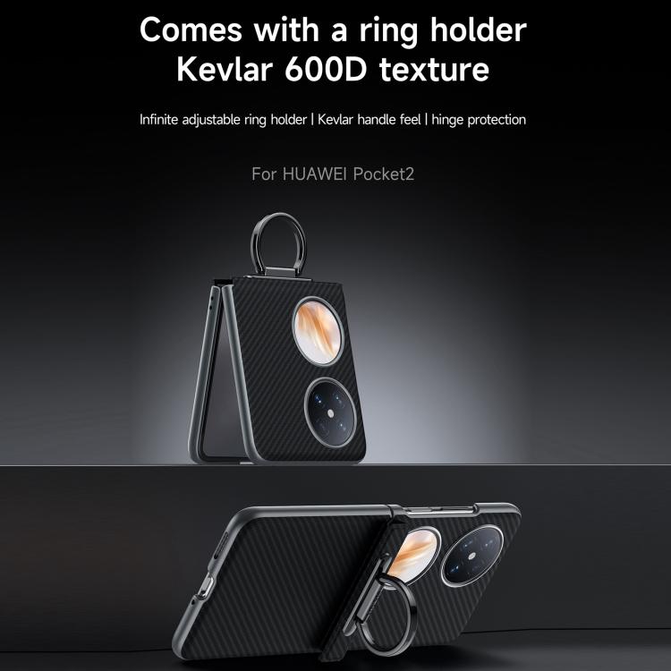 For Huawei Pocket 2 SULADA 600D Kevlar Texture PC Shockproof Phone Case with Rng Holder