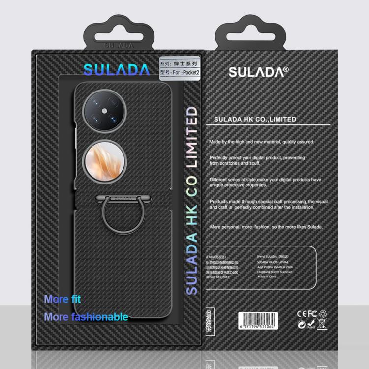 For Huawei Pocket 2 SULADA 600D Kevlar Texture PC Shockproof Phone Case with Rng Holder