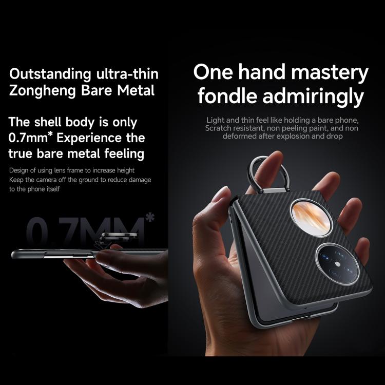 For Huawei Pocket 2 SULADA 600D Kevlar Texture PC Shockproof Phone Case with Rng Holder