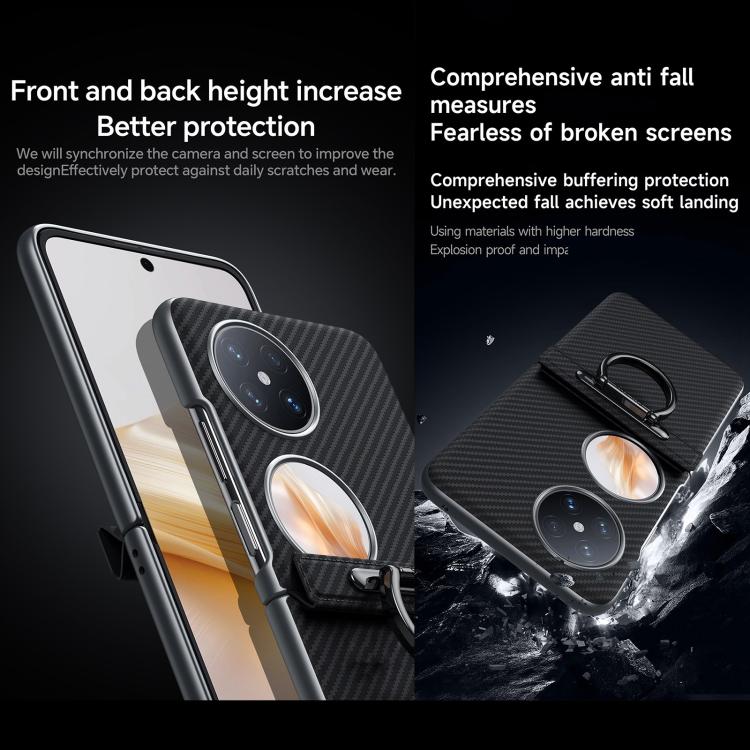 For Huawei Pocket 2 SULADA 600D Kevlar Texture PC Shockproof Phone Case with Rng Holder
