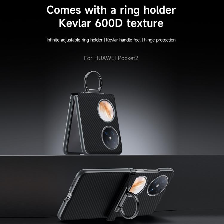 For Huawei Pocket 2 SULADA 600D Kevlar Texture PC Shockproof Phone Case with Rng Holder
