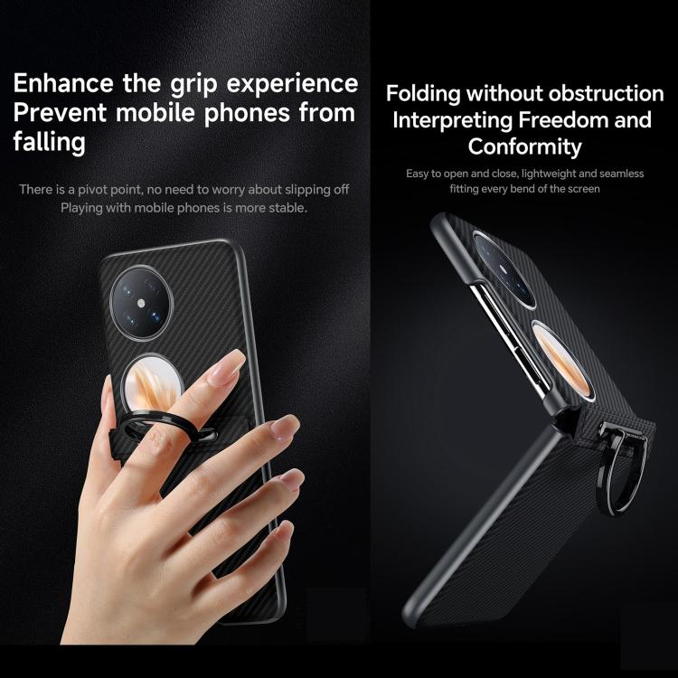 For Huawei Pocket 2 SULADA 600D Kevlar Texture PC Shockproof Phone Case with Rng Holder
