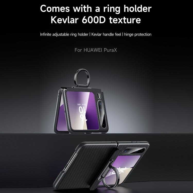 For Huawei Pura X SULADA 600D Kevlar Texture PC Shockproof Phone Case with Rng Holder