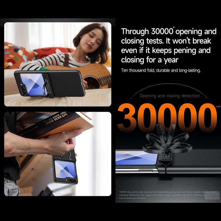 For Samsung Galaxy Z Flip5 SULADA 600D Kevlar Texture PC Shockproof Phone Case with Rng Holder