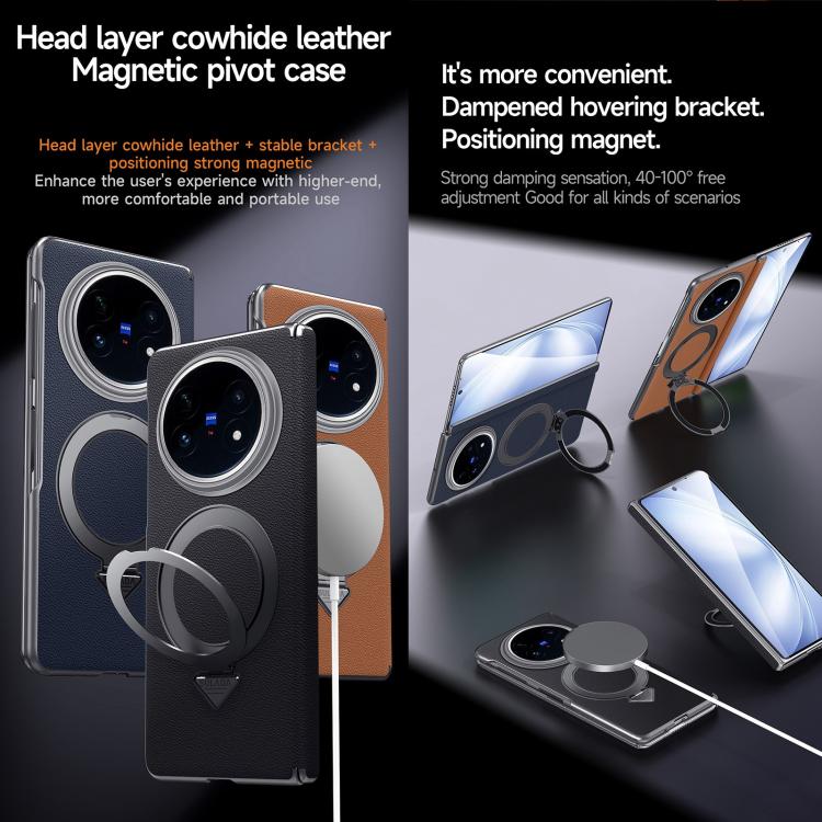 For vivo X Fold5 SULADA Top Grain Leather MagSafe Magnetic Holder Phone Case