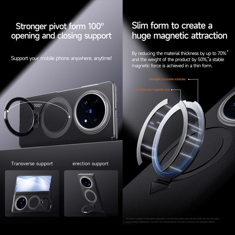 For vivo X Fold5 SULADA Top Grain Leather MagSafe Magnetic Holder Phone Case