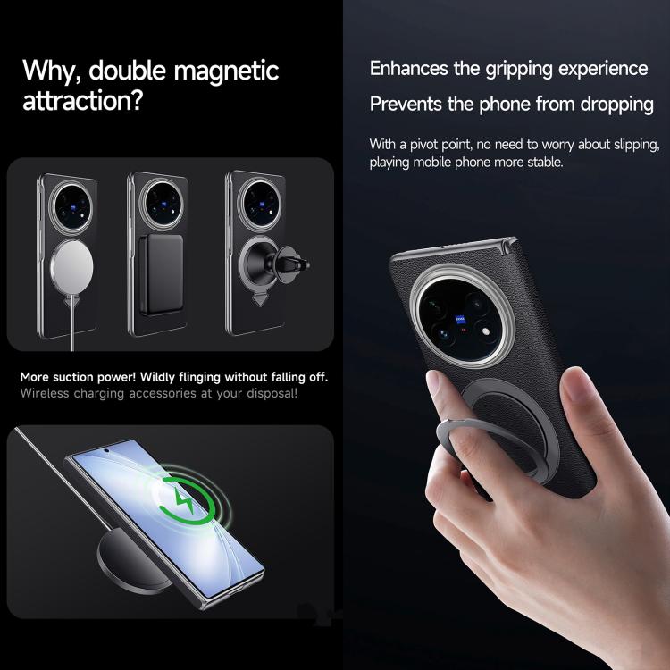 For vivo X Fold5 SULADA Top Grain Leather MagSafe Magnetic Holder Phone Case