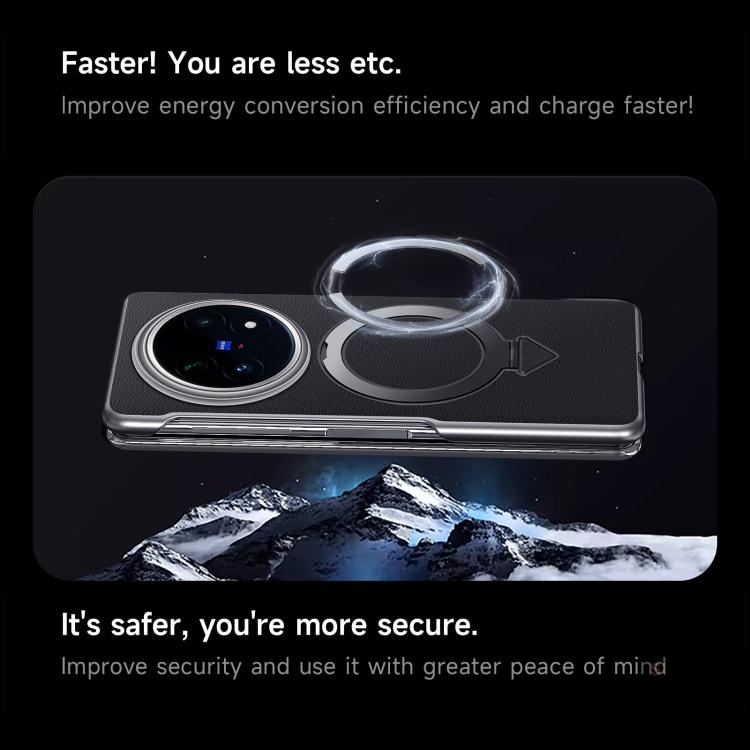 For vivo X Fold5 SULADA Top Grain Leather MagSafe Magnetic Holder Phone Case