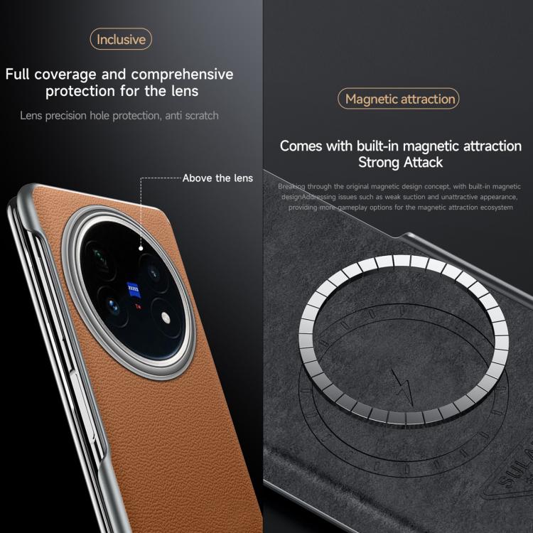 For vivo X Fold5 SULADA Frameless Top Layer Cowhide Leather PC Phone Case