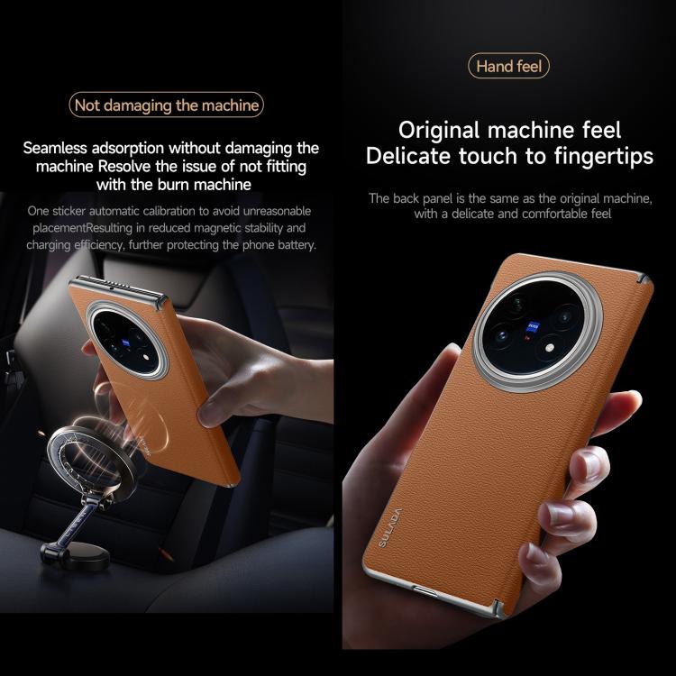 For vivo X Fold5 SULADA Frameless Top Layer Cowhide Leather PC Phone Case