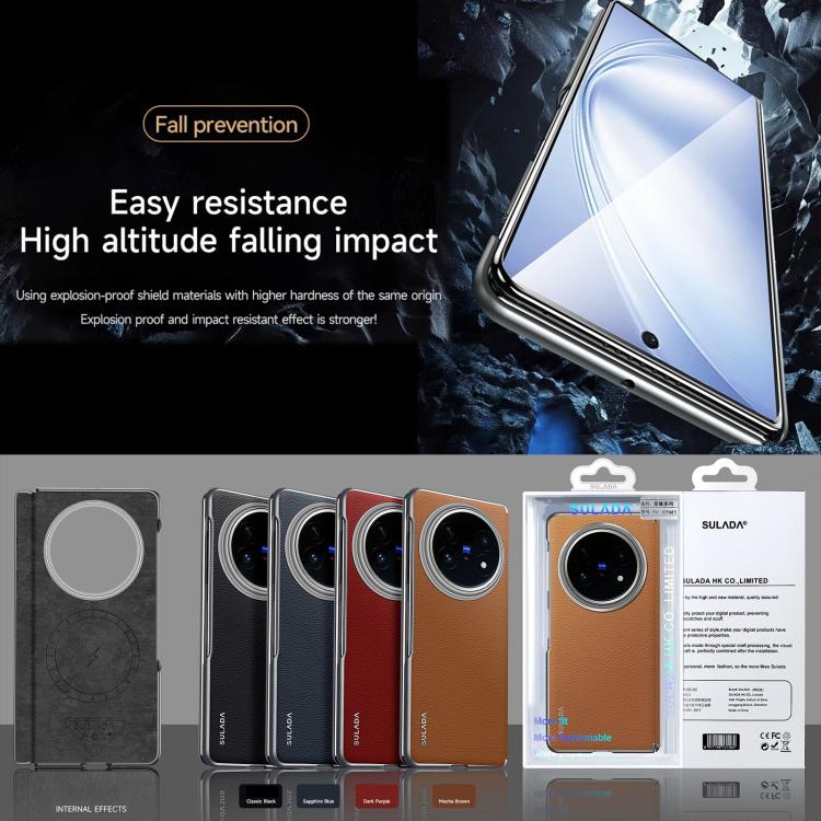 For vivo X Fold5 SULADA Frameless Top Layer Cowhide Leather PC Phone Case