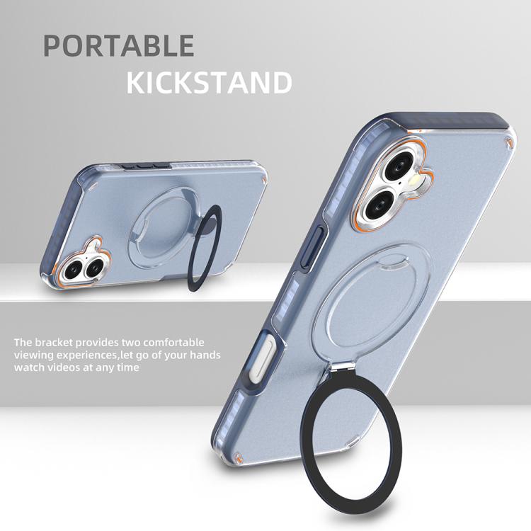 For iPhone 16 Plus Colorful 2 in 1 MagSafe Ring Holder Phone Case