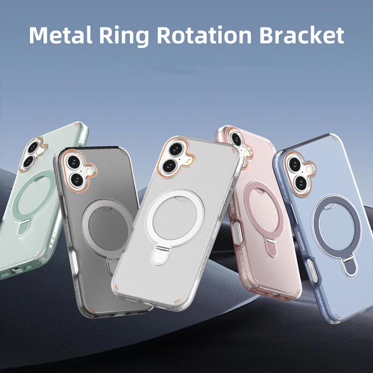 For iPhone 16 Plus Colorful 2 in 1 MagSafe Ring Holder Phone Case