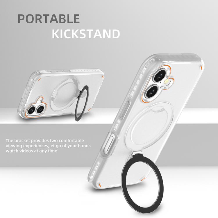 For iPhone 16 Colorful 2 in 1 MagSafe Ring Holder Phone Case