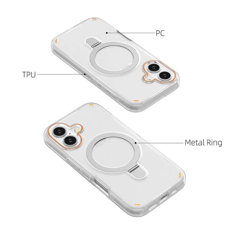 For iPhone 16 Colorful 2 in 1 MagSafe Ring Holder Phone Case
