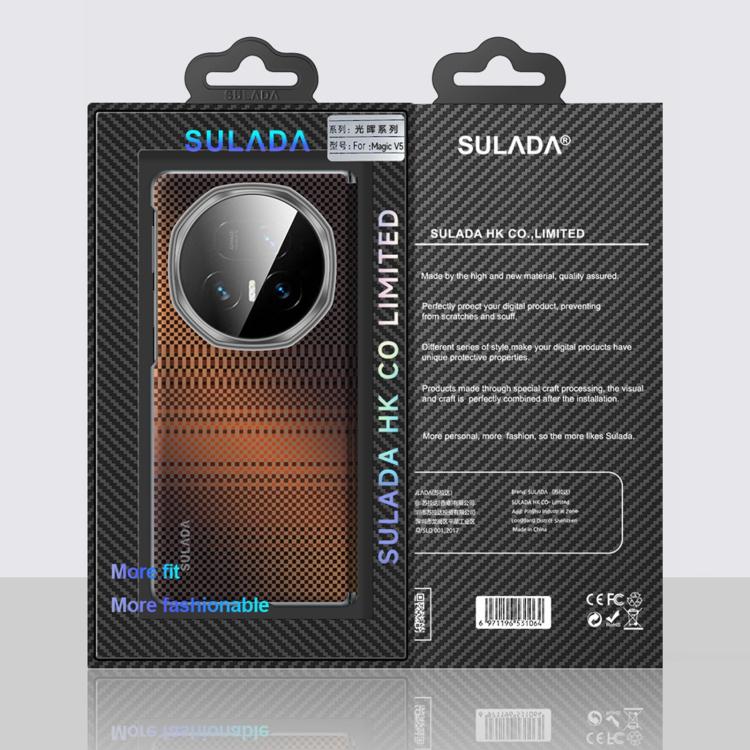 For Honor Magic V5 SULADA Kevlar Woven Texture Magnetic Leather Phone Case