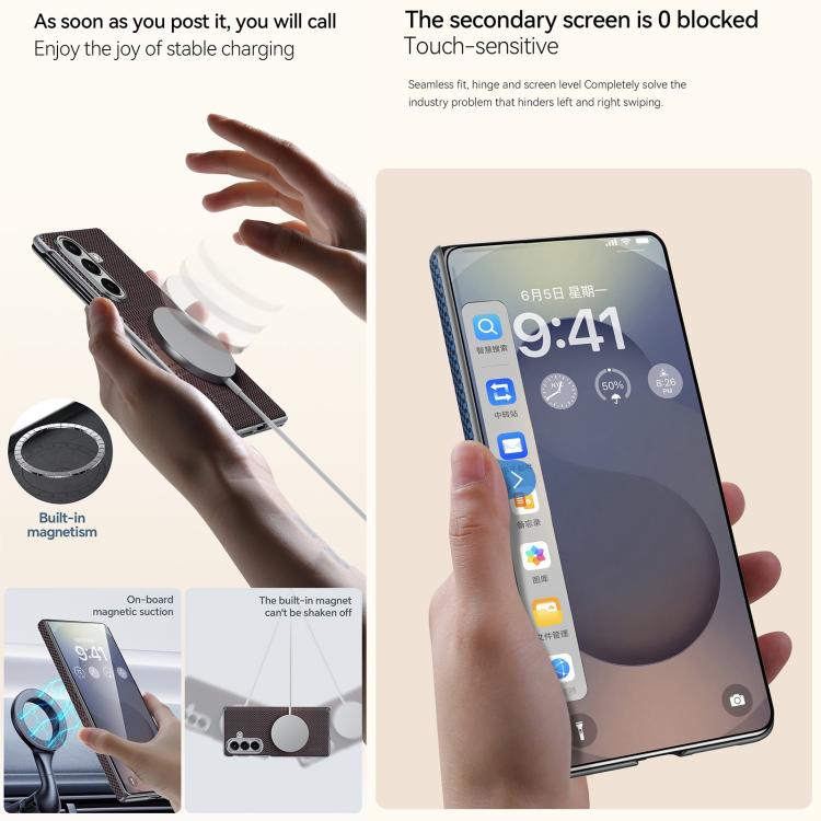 For Samsung Galaxy Z Fold7 5G SULADA Kevlar Woven Texture Magnetic Leather Phone Case