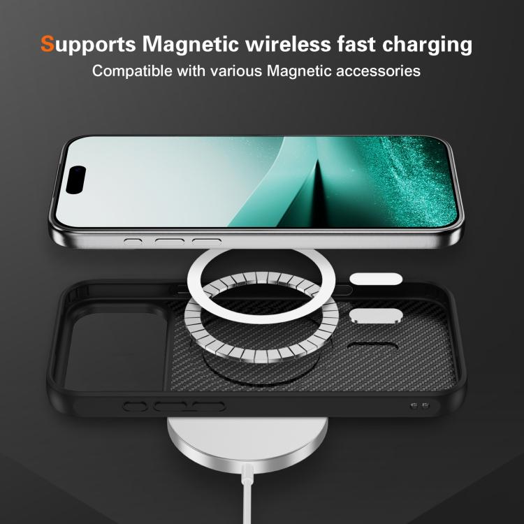 For iPhone 17 Pro Max Carbon Fiber Texture Skin-feel MagSafe Phone Case