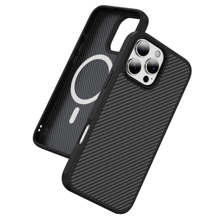 For iPhone 16 Pro Max Carbon Fiber Texture Skin-feel MagSafe Phone Case