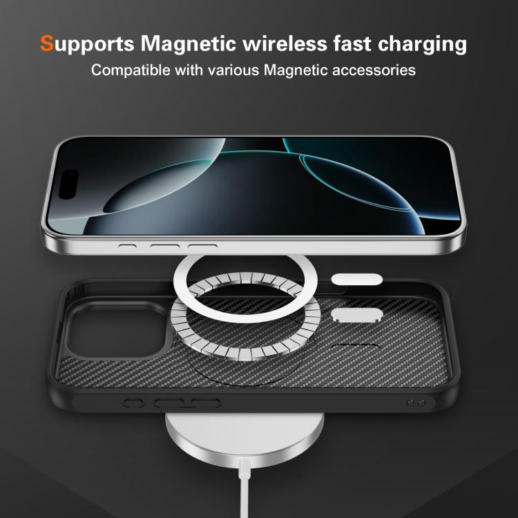 For iPhone 16 Pro Max Carbon Fiber Texture Skin-feel MagSafe Phone Case