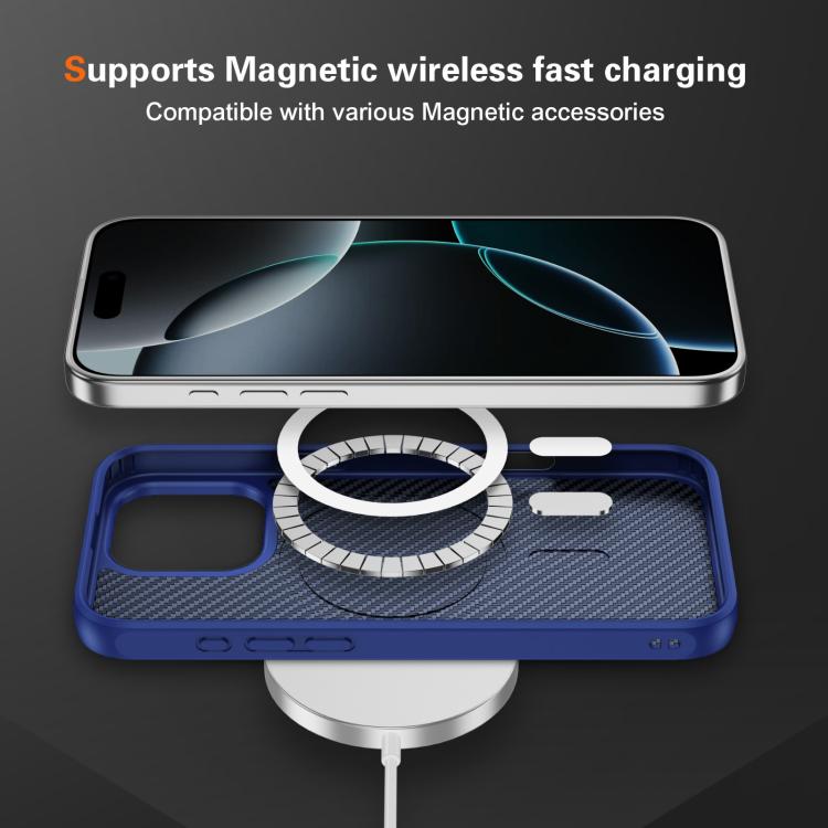 For iPhone 16 Pro Carbon Fiber Texture Skin-feel MagSafe Phone Case